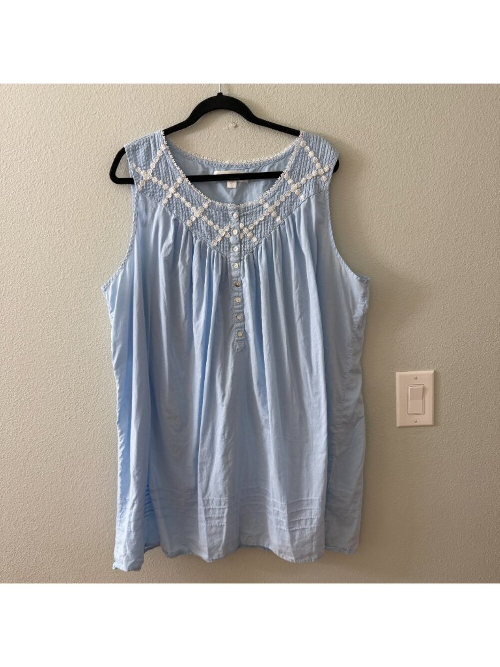 Eileen West Blue Short Nightgown Cotton Womens size 2X 2XL Cottagecore